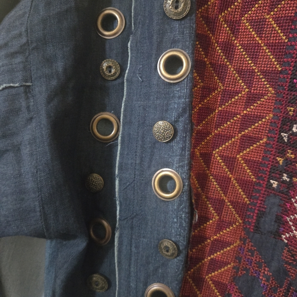 Boho Patchwork Maxi Jacket in Navy and Burgundy N… - image 2